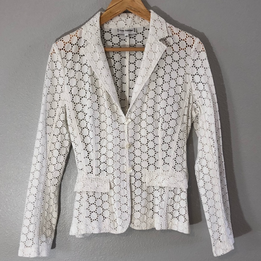 Anne Fontaine - eyelet jacket - sz 42 EUC